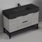 Modern Bathroom Vanity With Black Sink, Floor Standing, 48